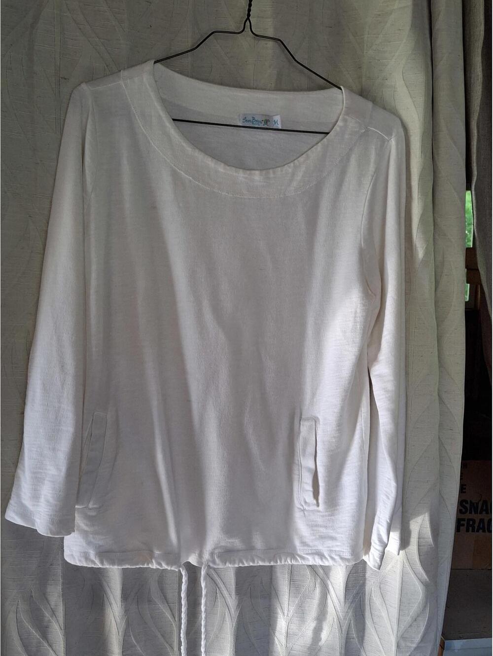 SanBay Women's Long Sleeve Top - Casual Lightweight Sweater in white